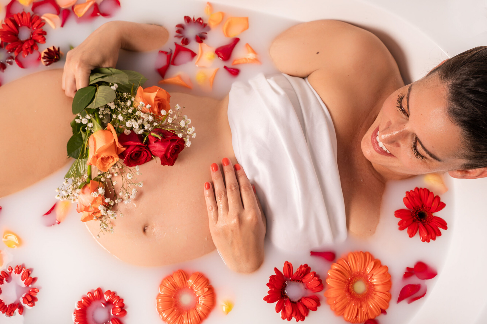 Grossesse bain de lait marguerites