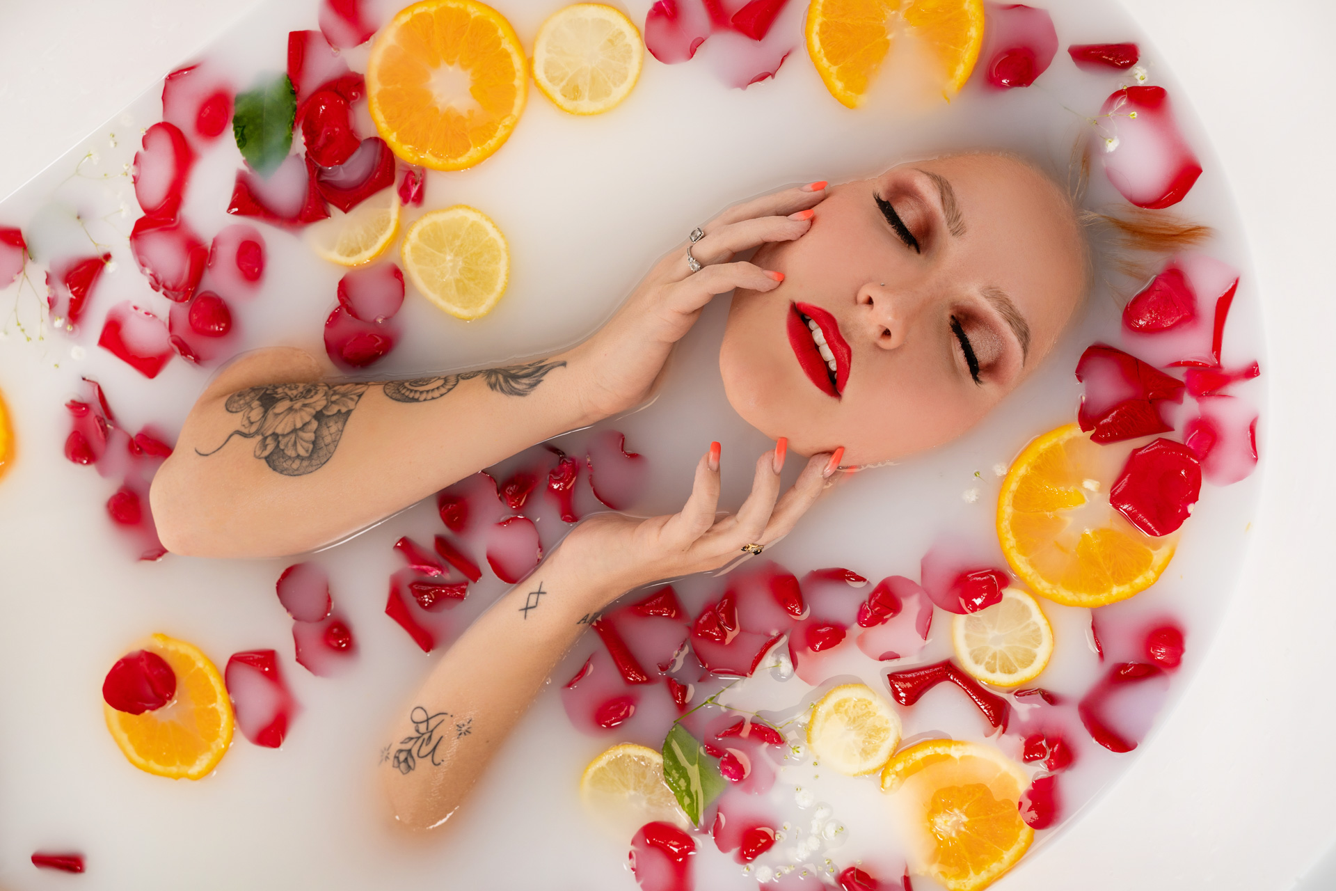 Portrait femme bain de lait